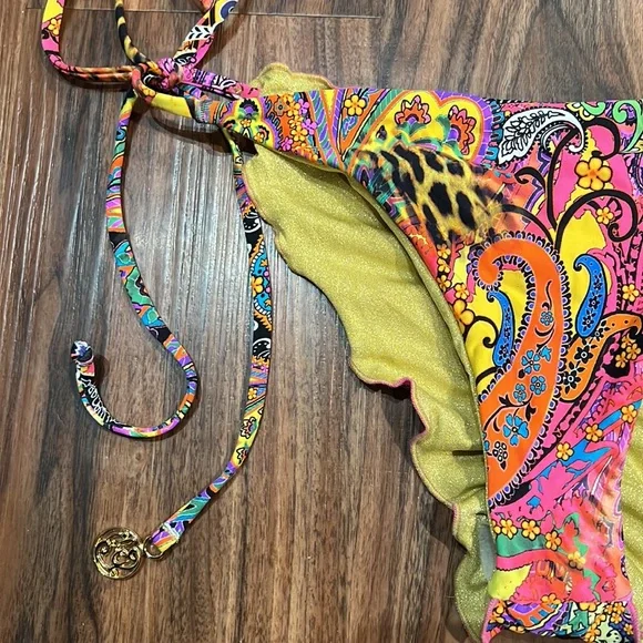 Luli Fama Shore Thing Seamless Wavy Ruched Back Side Tie Bottom - Picture 8 of 16